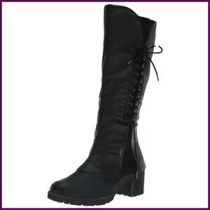 Water-Resistant Tall Boots with Block Heel & Side Zip, Half Sizes
